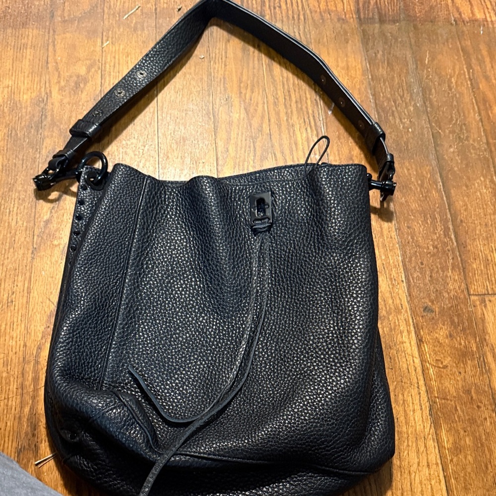 Rebecca Minkoff Black Pebbled Leather Shoulder Bag